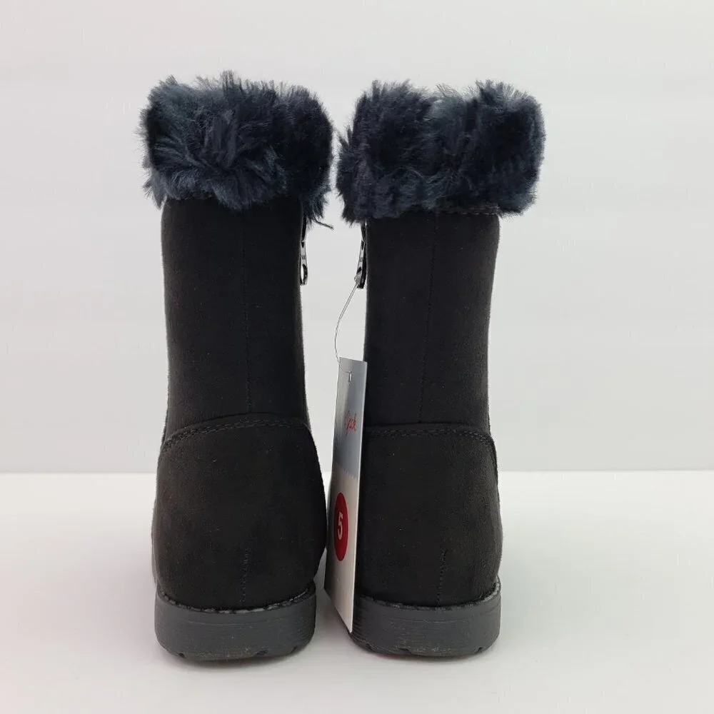 NEW Cat & Jack Leah Toddler Girls Size 5 Black Winter Snow Boots